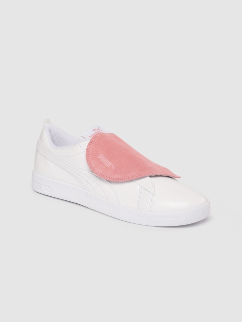 

Puma Women White & Pink Colourblocked Smash BFF P Sneakers