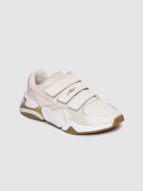 

Puma Women Cream-Coloured Nova V Leather Sneakers