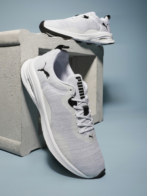 

Puma Men White Hybrid Fuego Knit Running Shoes