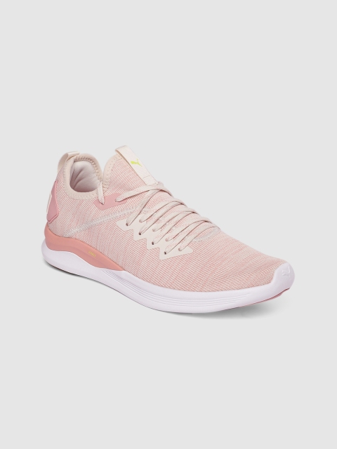 

Puma Women Cream-Coloured & Pink IGNITE Flash evoKNIT Training or Gym Shoes