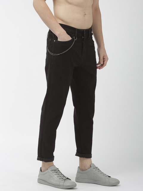 

Flying Machine Men Black Tapered Fit Mid-Rise Clean Look Stretchable Cropped Jeans