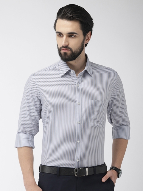 

Raymond Men Grey & Blue Contemporary Fit Striped Formal Shirt