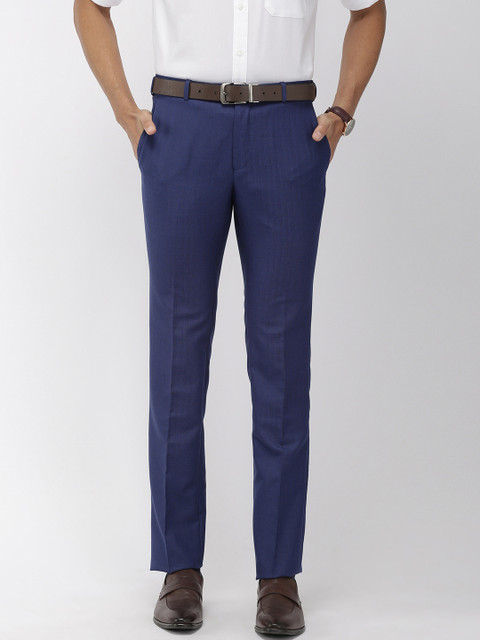 

Raymond Men Blue Slim Fit Checked Formal Trousers