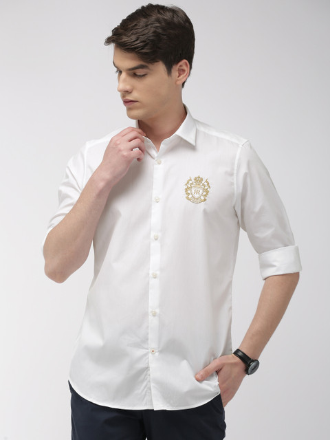 

Raymond Men White Contemporary Fit Solid Casual Shirt