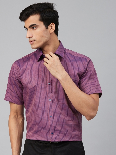 

Raymond Men Purple & Blue Contemporary Regular Fit Checked Formal Shirt