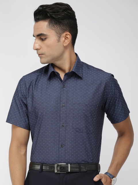 

Raymond Men Navy Blue Contemporary Regular Fit Self Design Formal Shirt
