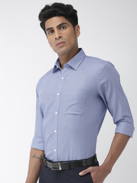 

Raymond Men Blue & White Slim Fit Self Design Formal Shirt