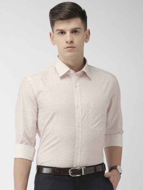

Raymond Men White & Mustard Slim Fit Printed Formal Shirt