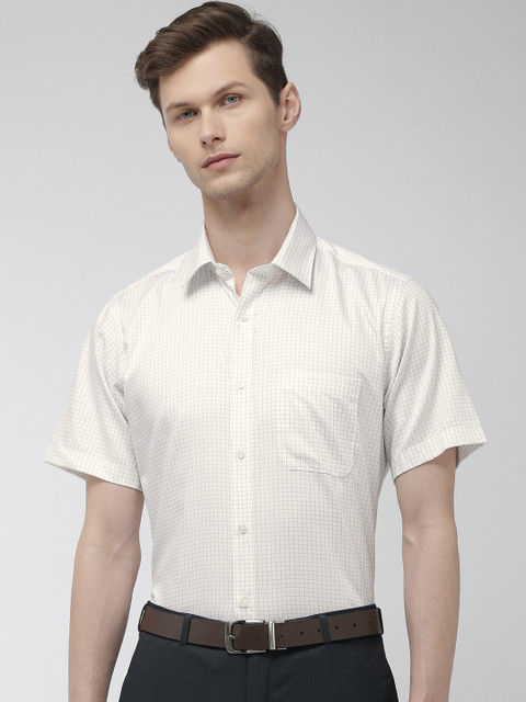 

Raymond Men White & Grey Contemporary Fit Checked Formal Shirt
