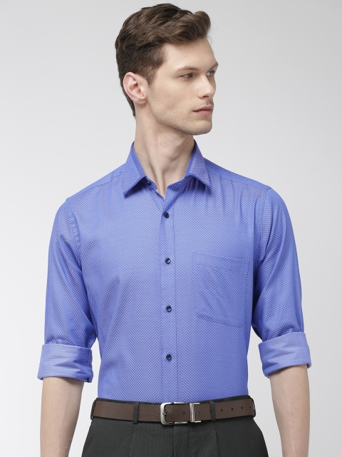 

Raymond Men Blue & White Slim Fit Self Design Formal Shirt