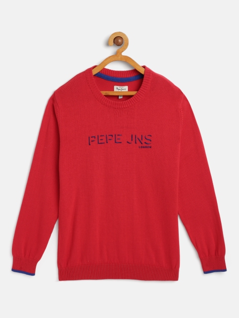 

Pepe Jeans Boys Red Pure Cotton Spooky Pullover with Embroidered Detail