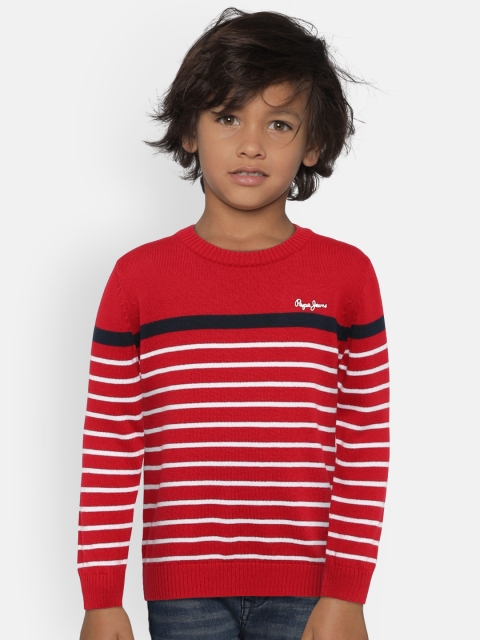 

Pepe Jeans Boys Red & White Striped Sweater