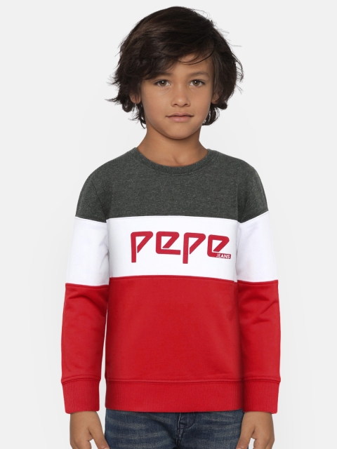 

Pepe Jeans Boys Red & Charcoal Grey Colourblocked Sweatshirt