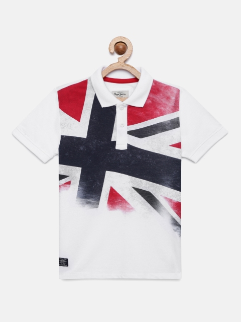 

Pepe Jeans Boys White Printed Polo Collar T-shirt