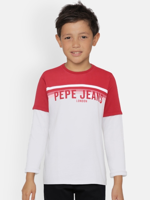 

Pepe Jeans Boys Red & White Printed Round Neck T-shirt