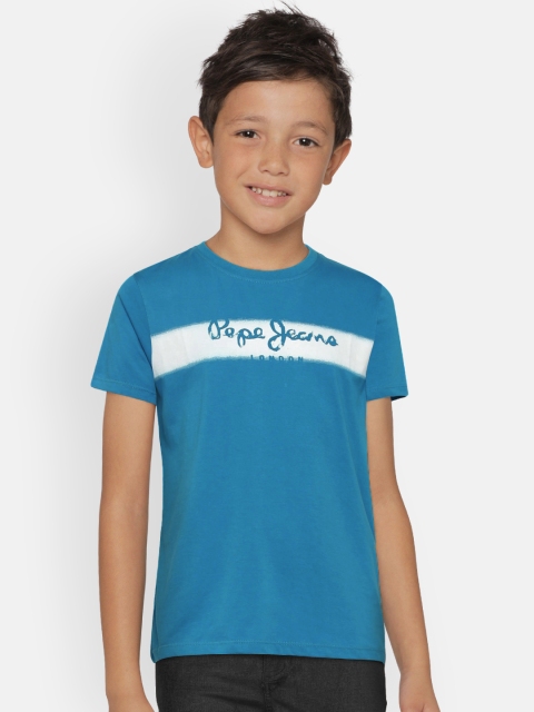 

Pepe Jeans Boys Blue Printed Round Neck Pure Cotton T-shirt