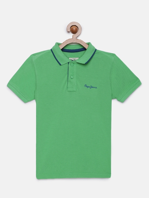 

Pepe Jeans Boys Green Solid Polo Collar T-shirt