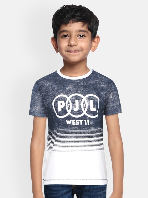 

Pepe Jeans Boys Navy Blue & White Faded & Striped CottonT-shirt