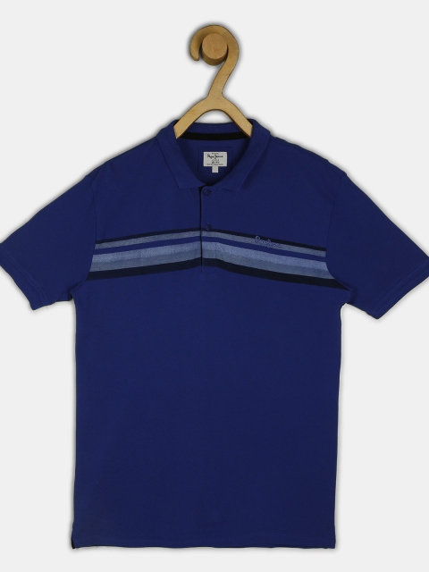 

Pepe Jeans Boys Blue & Black Striped Polo Collar T-shirt