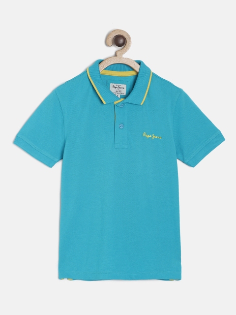 

Pepe Jeans Boys Blue Solid Polo Collar T-shirt