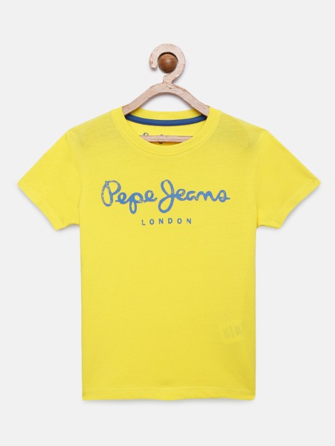 

Pepe Jeans Boys Yellow Printed Round Neck Pure Cotton T-shirt