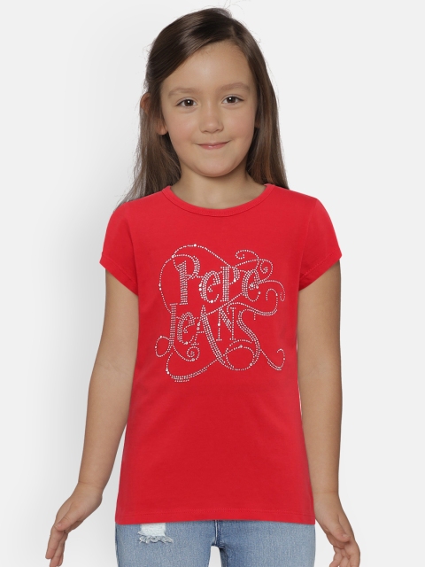 

Pepe Jeans Girls Red Embellished Round Neck T-shirt