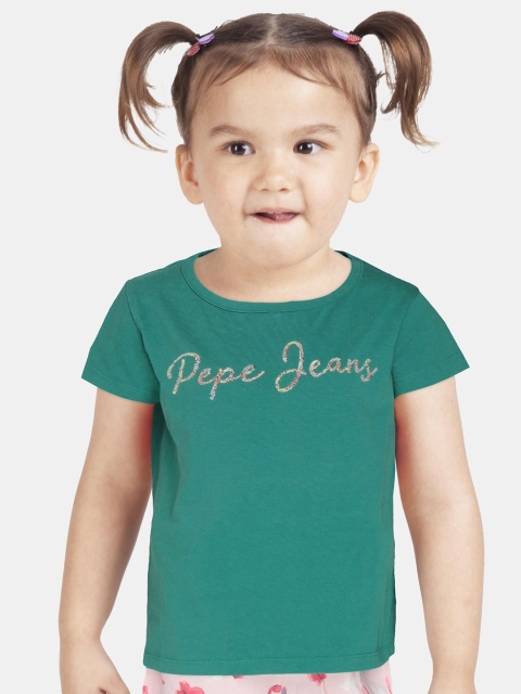 

Pepe Jeans Girls Green Typography Printed T-shirt