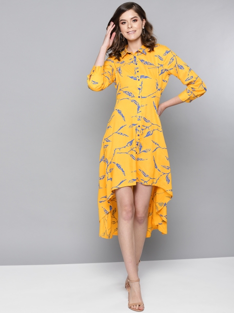 

STREET 9 Women Yellow & Blue Shirt Dress