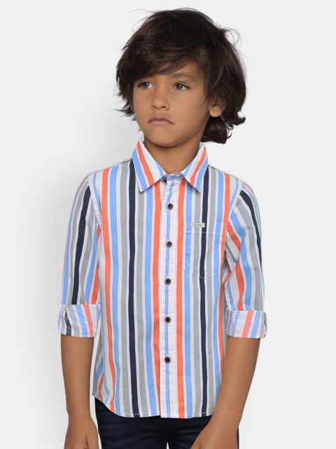 

Pepe Jeans Boys Multicoloured Regular Fit Striped Casual Shirt, Multi