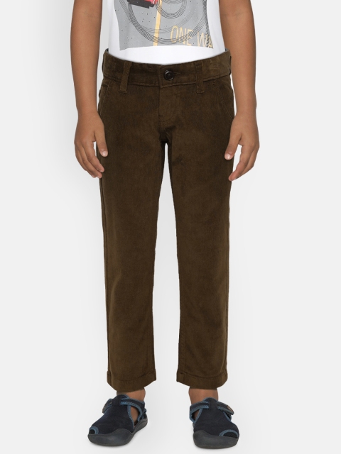 

Pepe Jeans Boys Olive Brown WALES Regular Fit Solid Corduroy Trousers