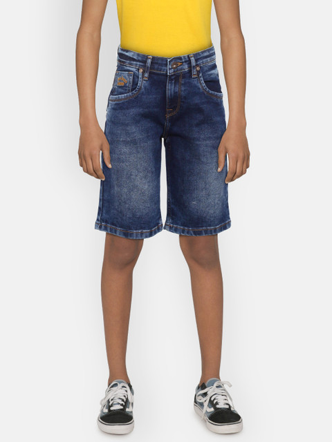 

Pepe Jeans Boys Navy Blue Washed Cashed Regular Fit Denim Shorts