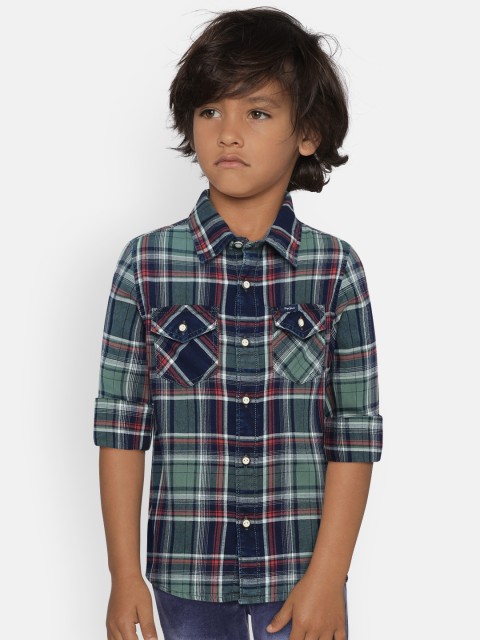 

Pepe Jeans Boys Green & Blue Regular Fit Checked Casual Shirt