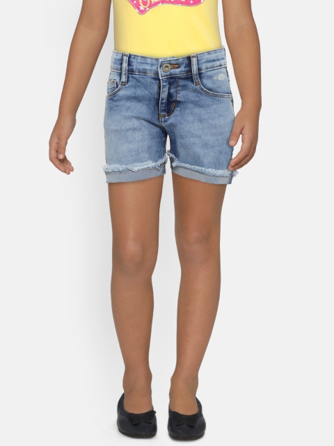 

Pepe Jeans Girls Blue Washed Regular Fit Denim Shorts