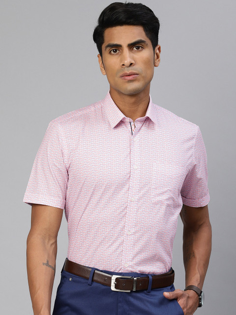 

Peter England Men Pink Slim Fit Printed Formal Shirt