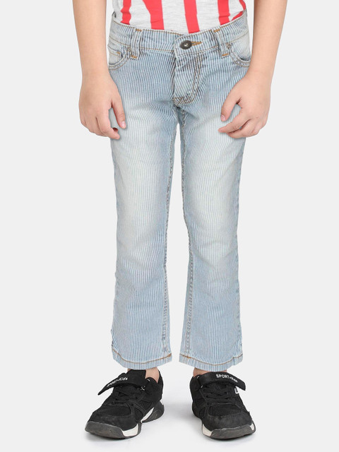 

Pepe Jeans Boys Blue & White Striped Light Fade Stretchable Jeans