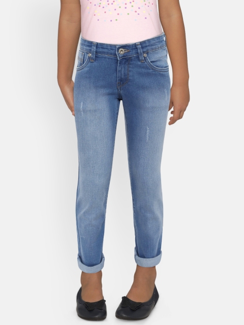 

Pepe Jeans Girls Blue Bootcut Mid-Rise Low Distress Stretchable Jeans