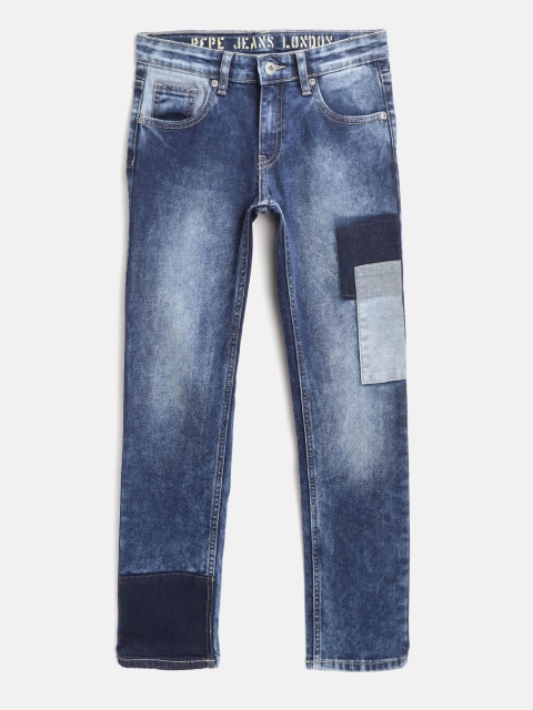 

Pepe Jeans Boys Blue Washed Regular Fit Mid-Rise Clean Look Jeans
