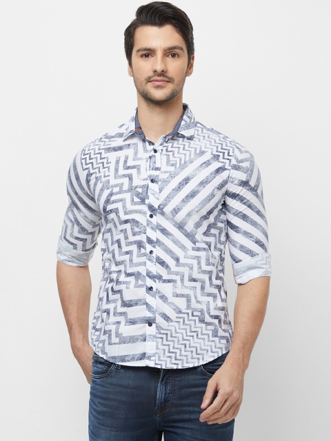 

Killer Men White & Grey Slim Fit Printed Casual Shirt