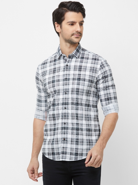 

Killer Men White & Grey Slim Fit Checked Casual Shirt