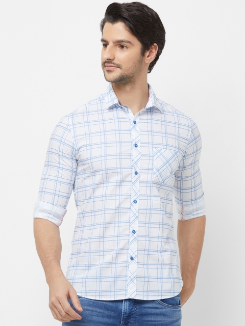 

Killer Men White & Blue Slim Fit Checked Casual Shirt