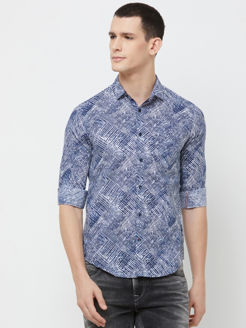 

Killer Men Blue & Off-White Slim Fit Printed Casual Shirt