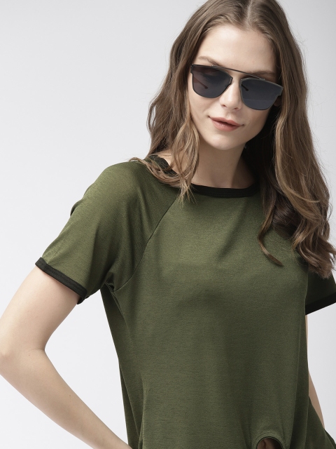 

Harvard Women Olive Green Solid Regular Top