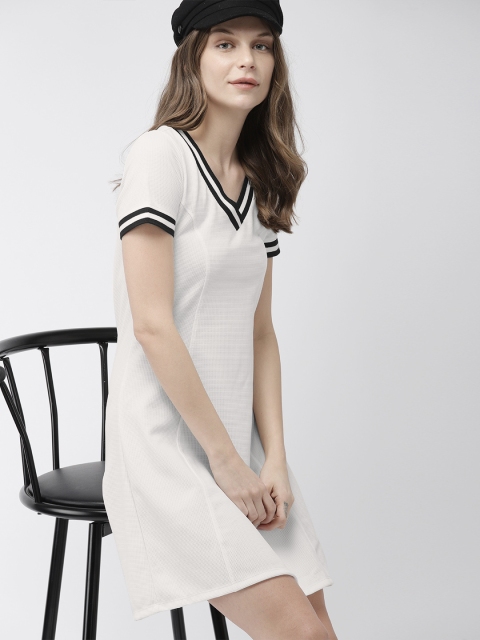 

Harvard Women White Self Design A-Line Dress