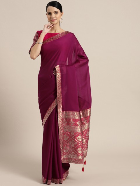 

Saree mall Purple Solid Saree