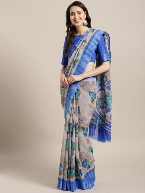 

Saree mall Brown & Green Floral Print Saree
