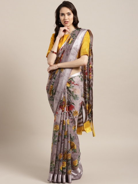 

Saree mall Mauve & Mustard Yellow Printed Saree