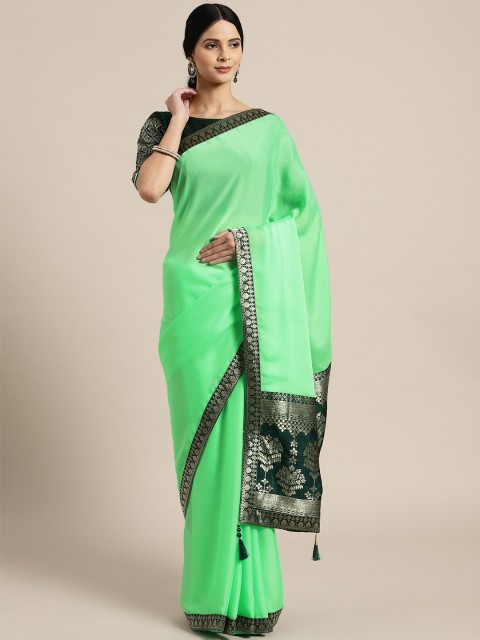 

Saree mall Green Solid Saree