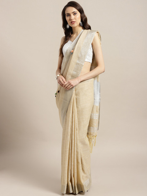 

Saree mall Beige Solid Saree