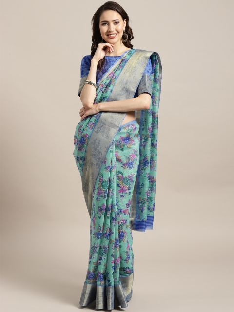 

Saree mall Green & Blue Printed Saree