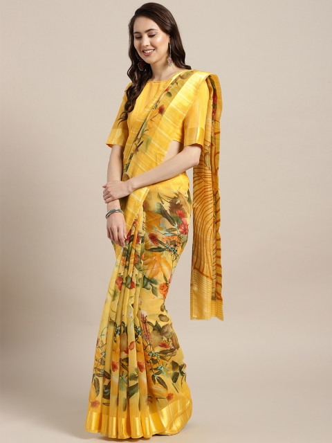 

Saree mall Yellow & Green Printed Saree